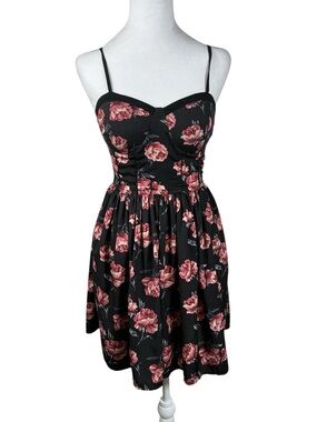 Band of Gypsies Black Floral Sweetheart Dress, Size Small, Feminine, Romantic